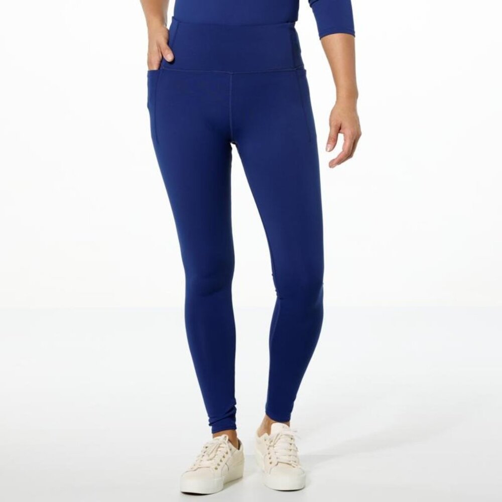 Joy Performance Ultra Smooth Luxe Legging Size Large Perfect Pockets Blue Active